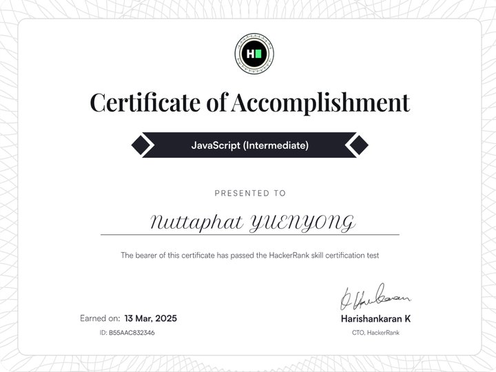 JavaScript (Intermediate) certificate