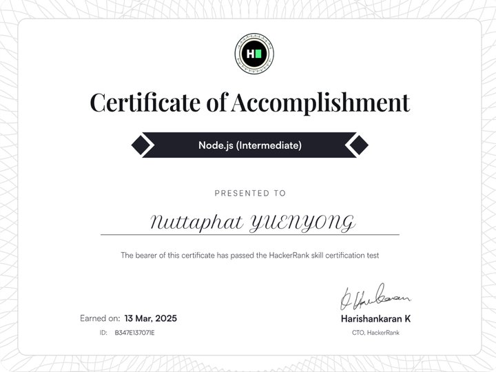 Node.js (Intermediate) certificate